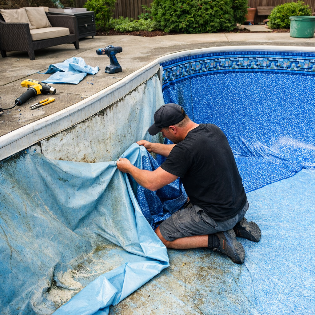 Remplacement de toile de piscine creusée